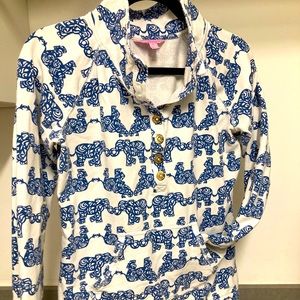 Lily Pulitzer sweatshirt top M blue elephants